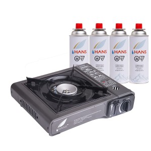 HANS Alloy Steel Portable Gas Stove Cooking Set Grey